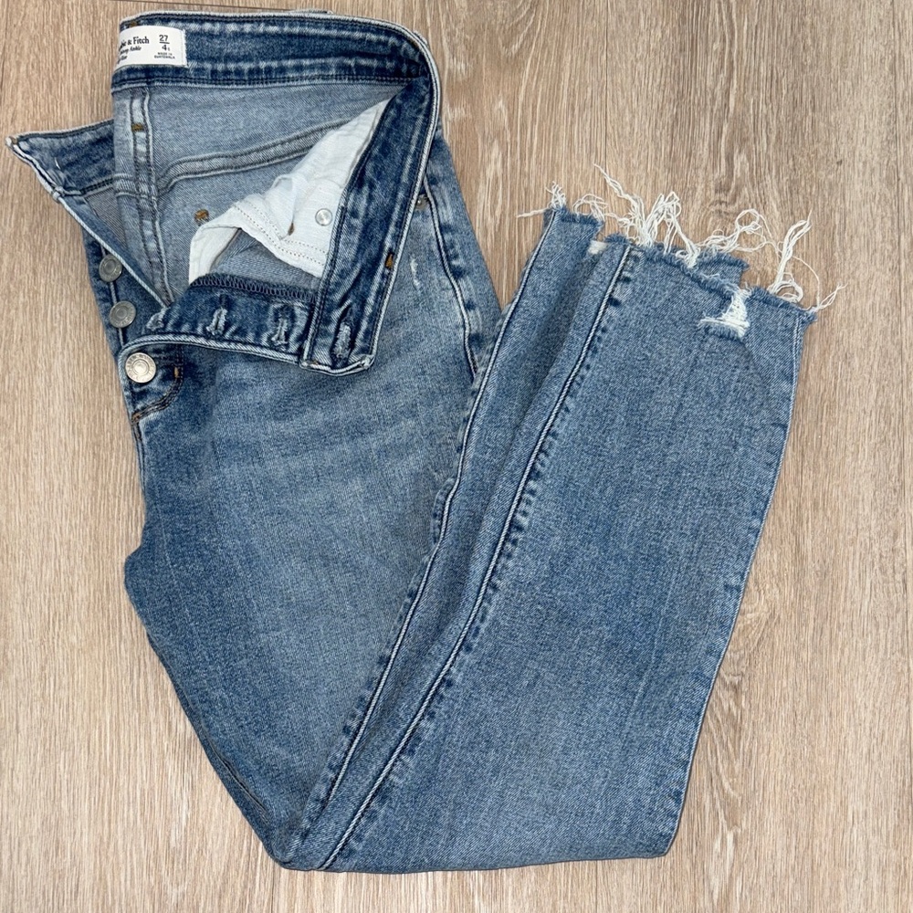 Abercrombie & Fitch Distressed Blue Ankle Jeans